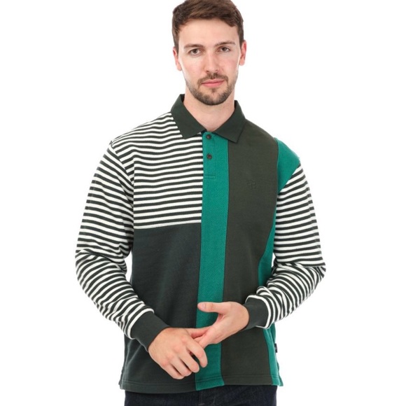 NWT Ted Baker Otlyrun Striped Rugby Top Sz 5 Green - Picture 1 of 14